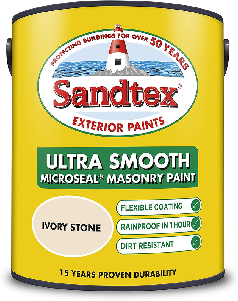 Sandtex Retail Ultra Smooth Masonry Ivory Stone 5L - ONE CLICK SUPPLIES