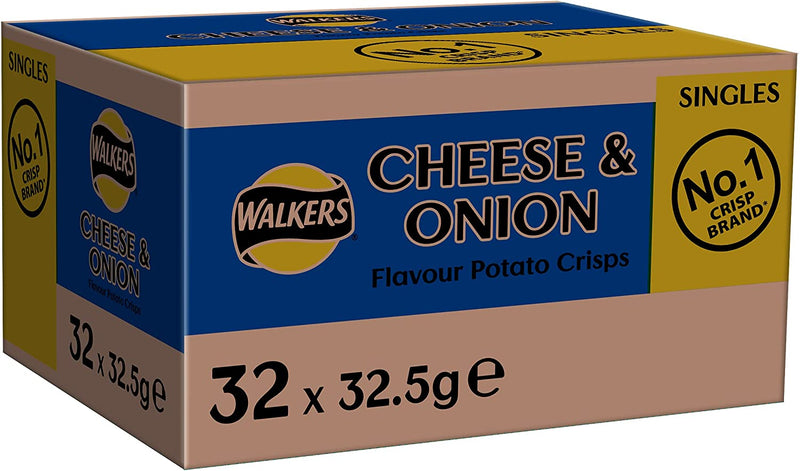 Walkers Cheese and Onion Crisps 32.5g (Pack of 32) - ONE CLICK SUPPLIES