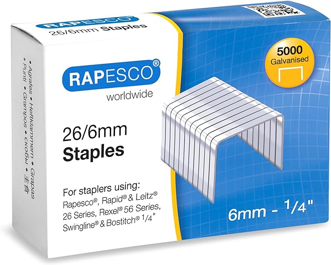 Rapesco Staples 26/6mm Box 5000 Code S11662Z3