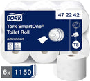 Tork 472242 T8 SmartOne Toilet Roll 2-Ply 1150 Sheets (Pack of 6)