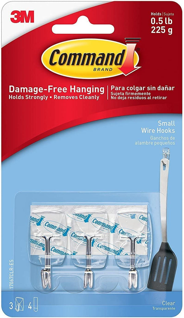 3M Command 17067CL Small Clear Wire Hooks 3 Pack - ONE CLICK SUPPLIES