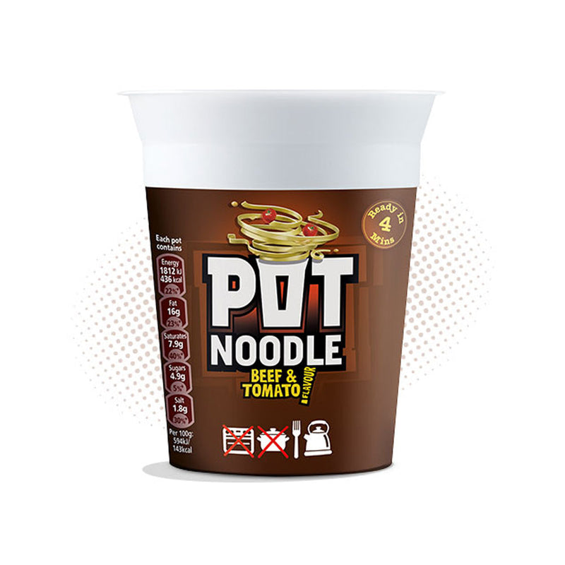 Pot Noodle Beef & Tomato Flavour 12x90g - ONE CLICK SUPPLIES