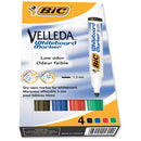 Bic Velleda 1701/1704 Whiteboard Marker Bullet Tip Line Width 1.5mm Assorted Pack 4 Code 1199001704 - ONE CLICK SUPPLIES