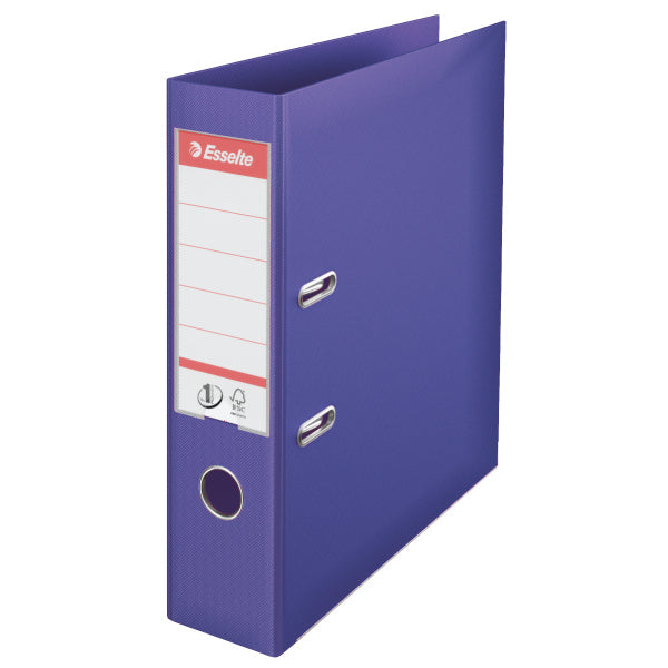 Esselte No.1 Lever Arch File Polypropylene A4 75mm Spine Width Violet (Pack 10) 811530 - ONE CLICK SUPPLIES