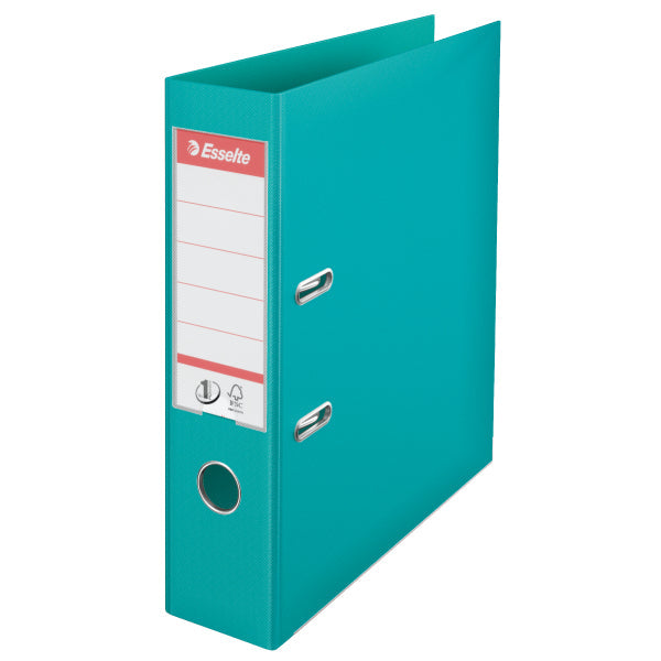 Esselte No.1 Lever Arch File Polypropylene A4 75mm Spine Width Turquoise (Pack 10) 811550 - ONE CLICK SUPPLIES