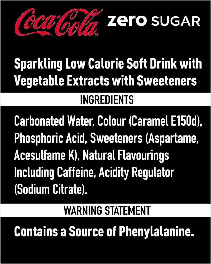 Coca Cola Zero Iconic GLASS Bottles 24x330ml