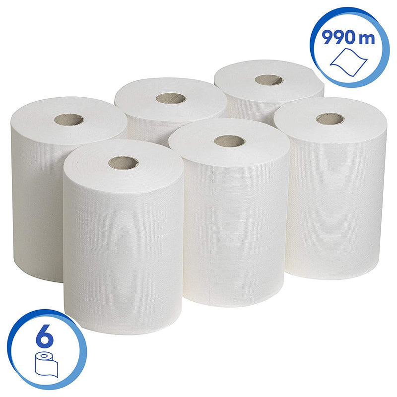 Scott 1-Ply Slimroll Hand Towel Roll White , Pack of 6, {6657} - ONE CLICK SUPPLIES