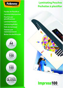 Fellowes A4 Glossy Laminating Pouch 100 Micron (Pack of 100) 5351111 - ONE CLICK SUPPLIES