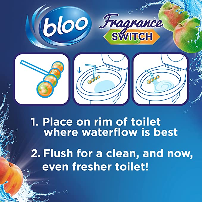 Bloo Fragrance Switch Toilet Rim Block, Apple & Peach - ONE CLICK SUPPLIES