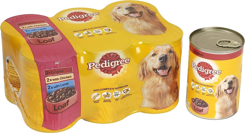 Pedigree Adult Dog Food Tin Mixed Selection in Loaf 6 x 400g