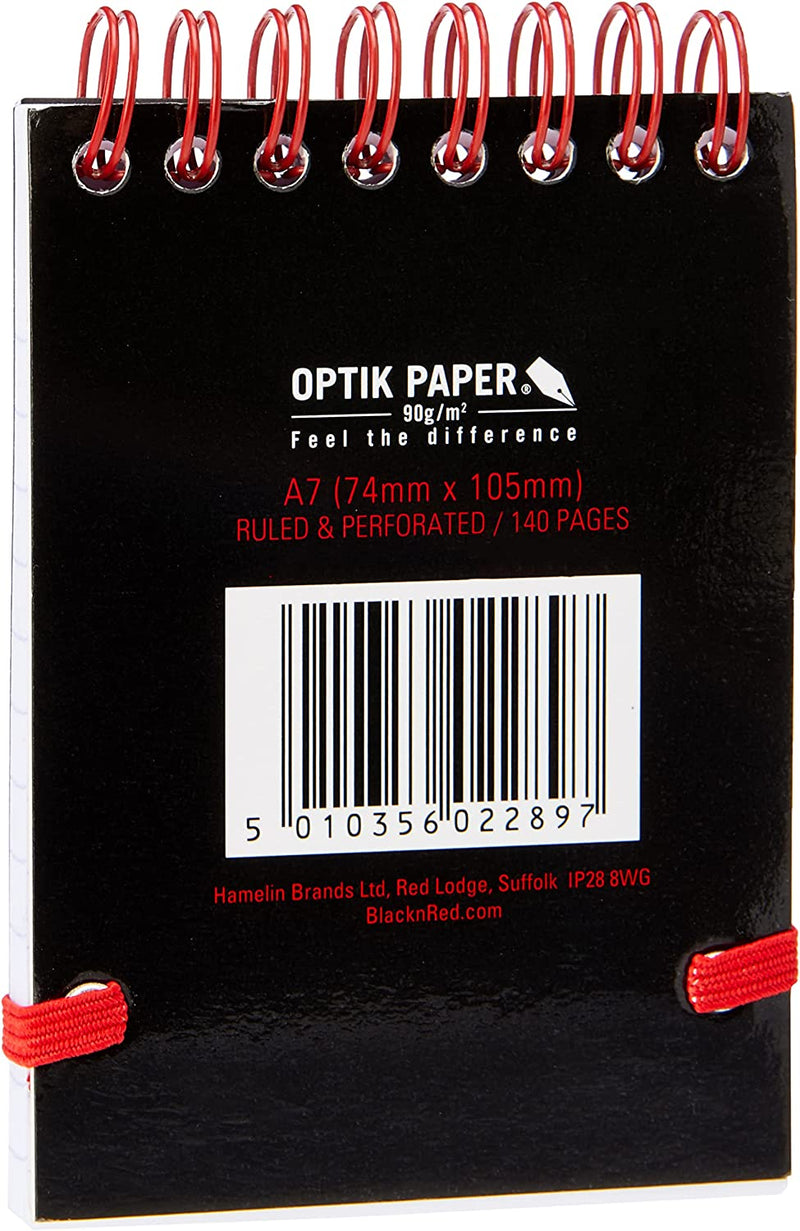 Black n Red (A7) Reporters Notebook with 140 Ruled Pages (Pack of 5 Notebooks) - ONE CLICK SUPPLIES