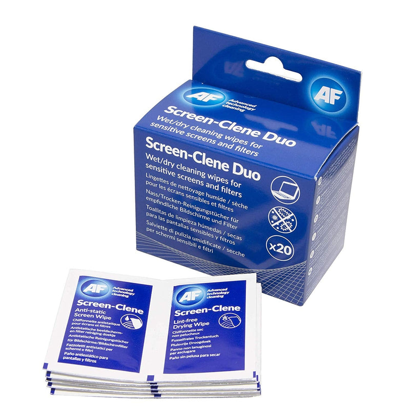 AF Screen-Clene Wet & Dry Wipes Pack 20's - ONE CLICK SUPPLIES