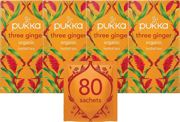 Pukka Tea Three Ginger Individually Wrapped Enveloped Tea 20's