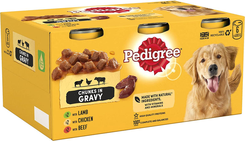 Pedigree Dog Tins Mixed Selection in Gravy 6 x 400g - ONE CLICK SUPPLIES