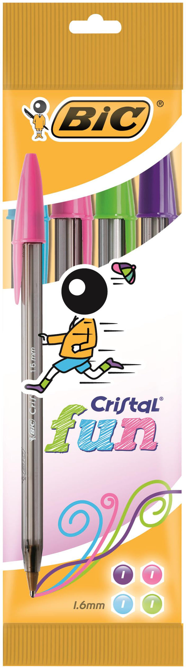 Bic Cristal FUN Assorted 1.6mm Ballpoint Pen (Pack 4) 8957921 - ONE CLICK SUPPLIES