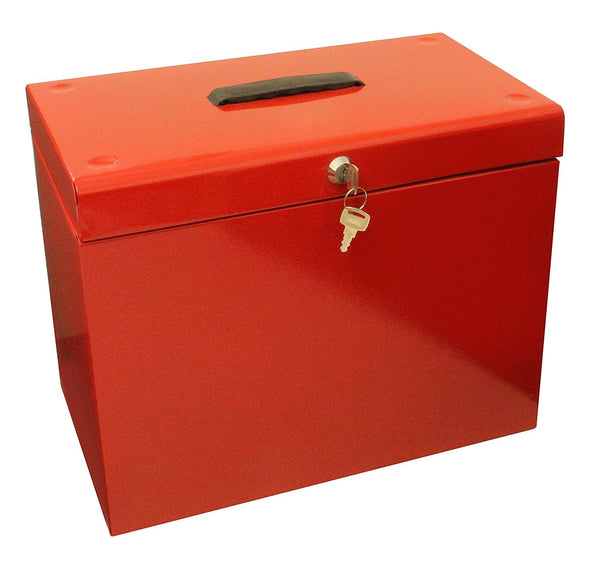 Cathedral Metal File Box Home Office Foolscap Red HORD - ONE CLICK SUPPLIES