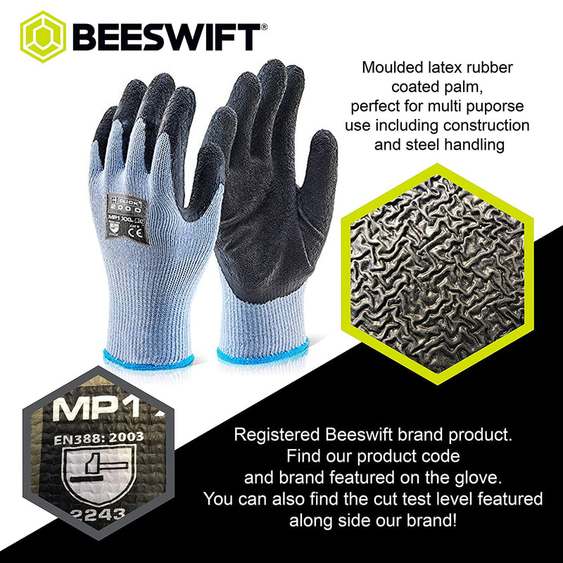 Beeswift MP1BL Multi Purpose Latex Gloves All Sizes {10 Pack} - ONE CLICK SUPPLIES