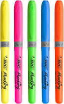 Bic Grip Highlighter Pen Chisel Tip 1.6-3.3mm Line Assorted Colours (Pack 5) - 824758 - ONE CLICK SUPPLIES