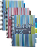 Pukka Pad Stripes Polypropylene Project Book 250 Pages A4 Blue/Pink (Pack of 3) PROBA4 - ONE CLICK SUPPLIES