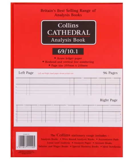 Collins Cathedral 297x210mm 69 Series 20.1 Analysis Book - ONE CLICK SUPPLIES