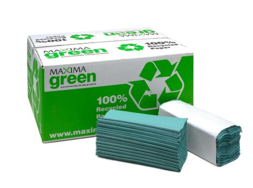 Maxima Green Single Ply C-Fold Hand Towels Green 15x192's {2880 Qty} - ONE CLICK SUPPLIES
