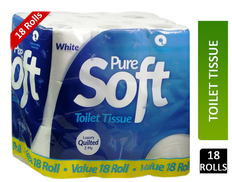 Pure Soft Value White Toilet Rolls 18 Pack - ONE CLICK SUPPLIES