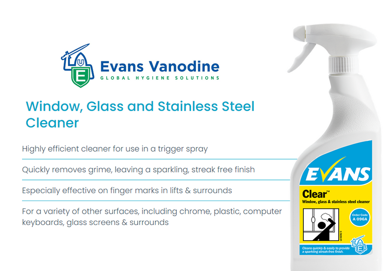 Evans Vanodine Clear Window & Glass Cleaner 750ml