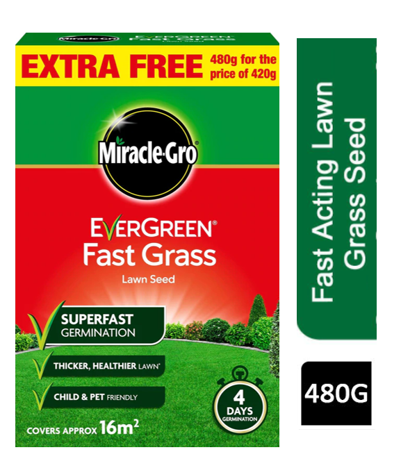 Miracle Gro Evergreen Fast Grass Lawn Seed 480g - ONE CLICK SUPPLIES