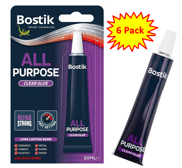 Bostik All Purpose Adhesive 20ml Clear (Pack 6) - 30813296