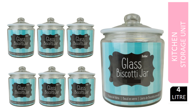Zodiac Blue Glass Biscotti Jar 4 Litre - ONE CLICK SUPPLIES