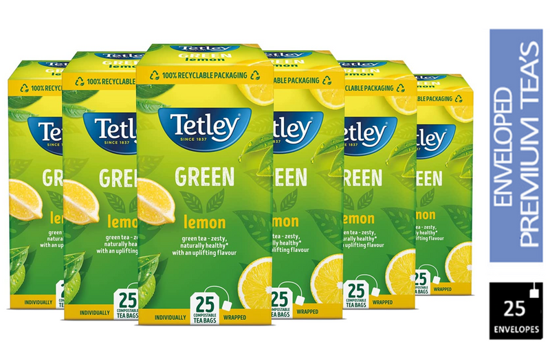 Tetley Green Tea With Lemon Tea Bags 25's - ONE CLICK SUPPLIES