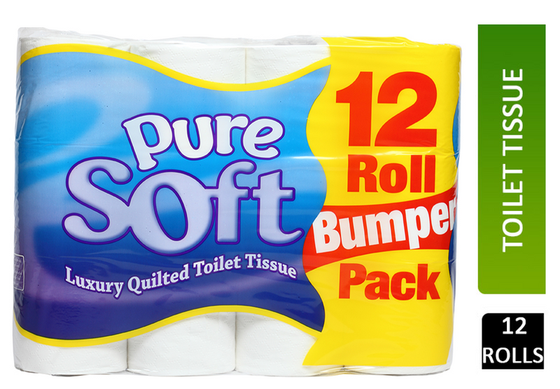 Pure Soft Luxury Quilted Toilet Rolls (Pack of 12) - ONE CLICK SUPPLIES