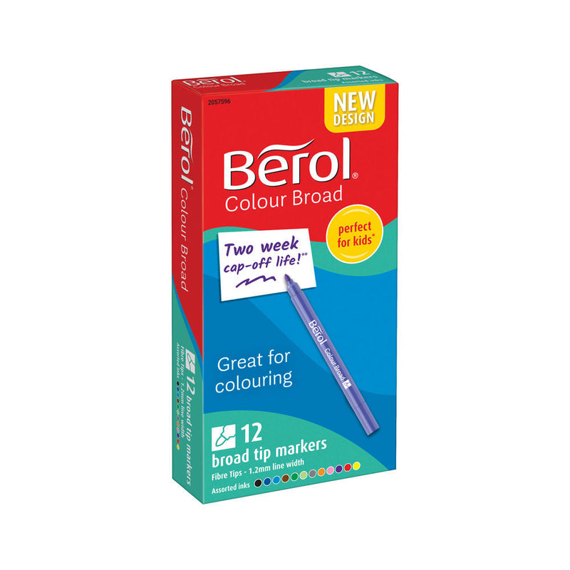 Berol Colour Broad Pen Water Based Ink Assorted (Pack of 12) 2057596 - ONE CLICK SUPPLIES