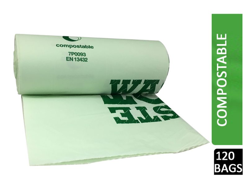 Compostable Biodegradable Food Waste 10 Litre Bin Liner Bags Roll (20 Bags) - ONE CLICK SUPPLIES
