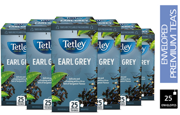 Tetley Earl Grey Teabags,  Individually Wrapped & Enveloped 25's - ONE CLICK SUPPLIES