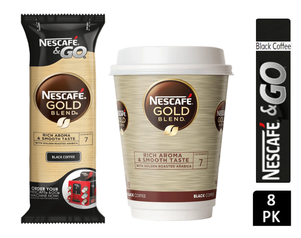 Nescafe &Go! Gold Blend Black Cups 8 x 12oz Cups - ONE CLICK SUPPLIES
