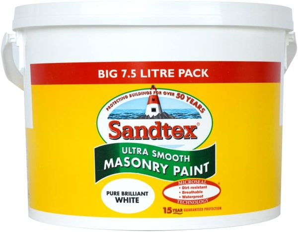 Sandtex Ultra Smooth Masonry Paint 7.5L Pure Brilliant White - ONE CLICK SUPPLIES
