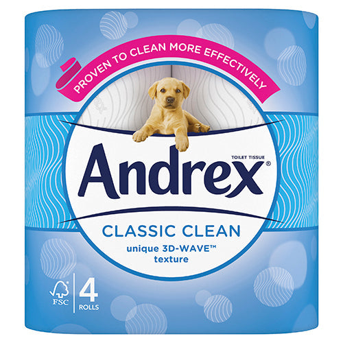 AndrexÂ® Classic Clean 3D-Wave Toilet Roll (Pack of 4) 4480115 - ONE CLICK SUPPLIES