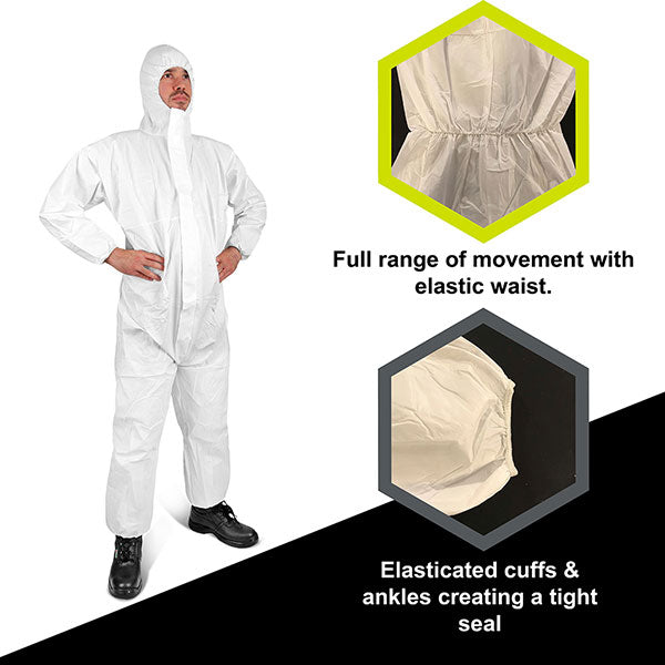 Beeswift Once White Disposable Protective Type 5/6 Coveralls (All Sizes) - ONE CLICK SUPPLIES