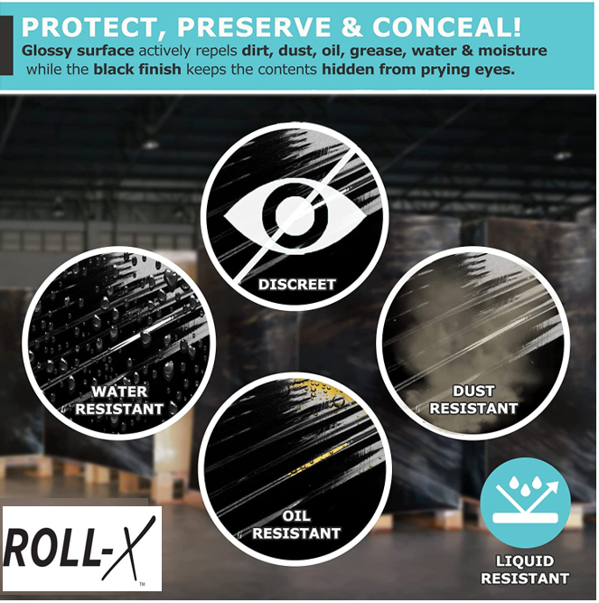 Roll-X Long Length, 250m Black Hand Stretch Film (Pallet Wrap) - ONE CLICK SUPPLIES