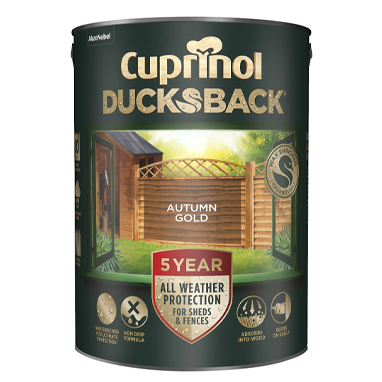 Cuprinol Ducksback 5Y Fence & Shed AUTUMN GOLD 5 Litre - ONE CLICK SUPPLIES
