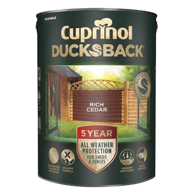 Cuprinol Ducksback 5Y Fence & Shed RICH CEDAR 5 Litre - ONE CLICK SUPPLIES