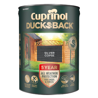 Cuprinol Ducksback 5Y Fence & Shed SILVER COPSE 5 Litre - ONE CLICK SUPPLIES