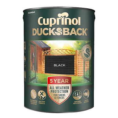 Cuprinol Ducksback 5Y Fence & Shed BLACK 5 Litre - ONE CLICK SUPPLIES