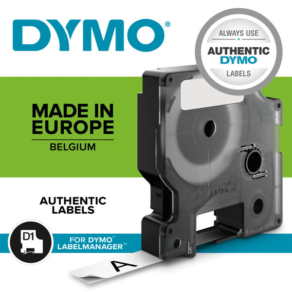 Dymo D1 Tape for Electronic Labelmakers 9mmx7m Black on White Code 40913 - ONE CLICK SUPPLIES