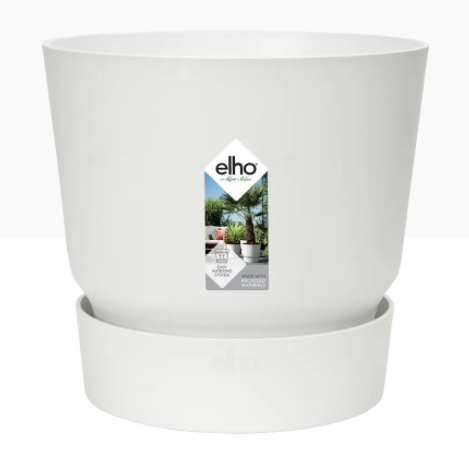 Elho Greenville Round Pot & Base WHITE 16cm - ONE CLICK SUPPLIES