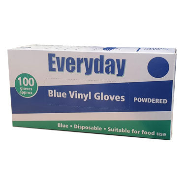 Everyday Powdered Blue Medical/Food Disposable Vinyl Gloves, Boxed 100 SMALL - ONE CLICK SUPPLIES