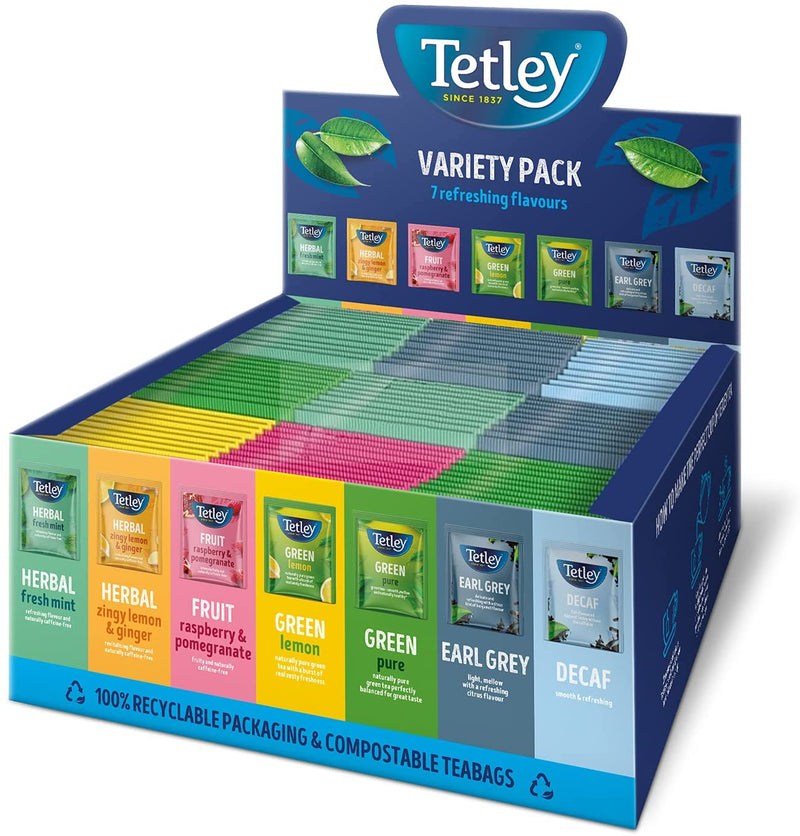 Tetley Indulgence Teabags Variety Box / String & Tag Envelopes / 7 Mixed Flavours / 90 Bags (1 Box) - ONE CLICK SUPPLIES