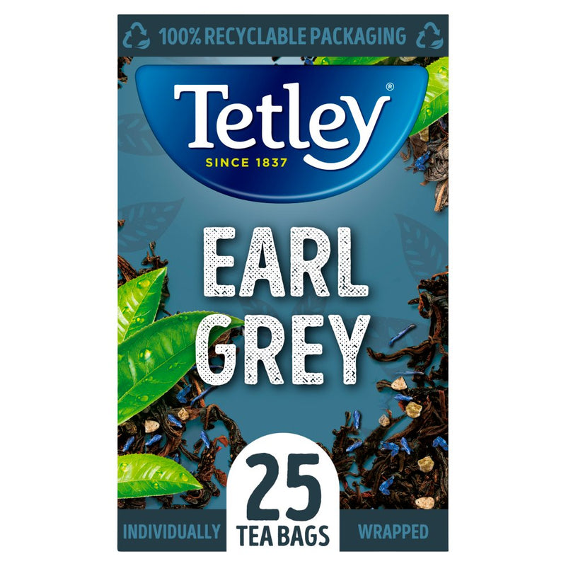 Tetley Earl Grey Teabags,  Individually Wrapped & Enveloped 25's - ONE CLICK SUPPLIES