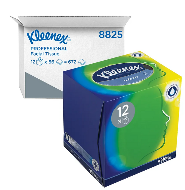 Kleenex Balsam Facial Tissue Cubes 12 Boxes x 56 Tissues - ONE CLICK SUPPLIES